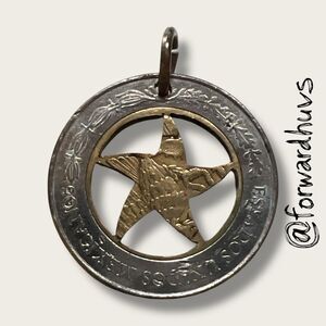 Hand‑Made Mexican Coin Pendant with Star Cutout